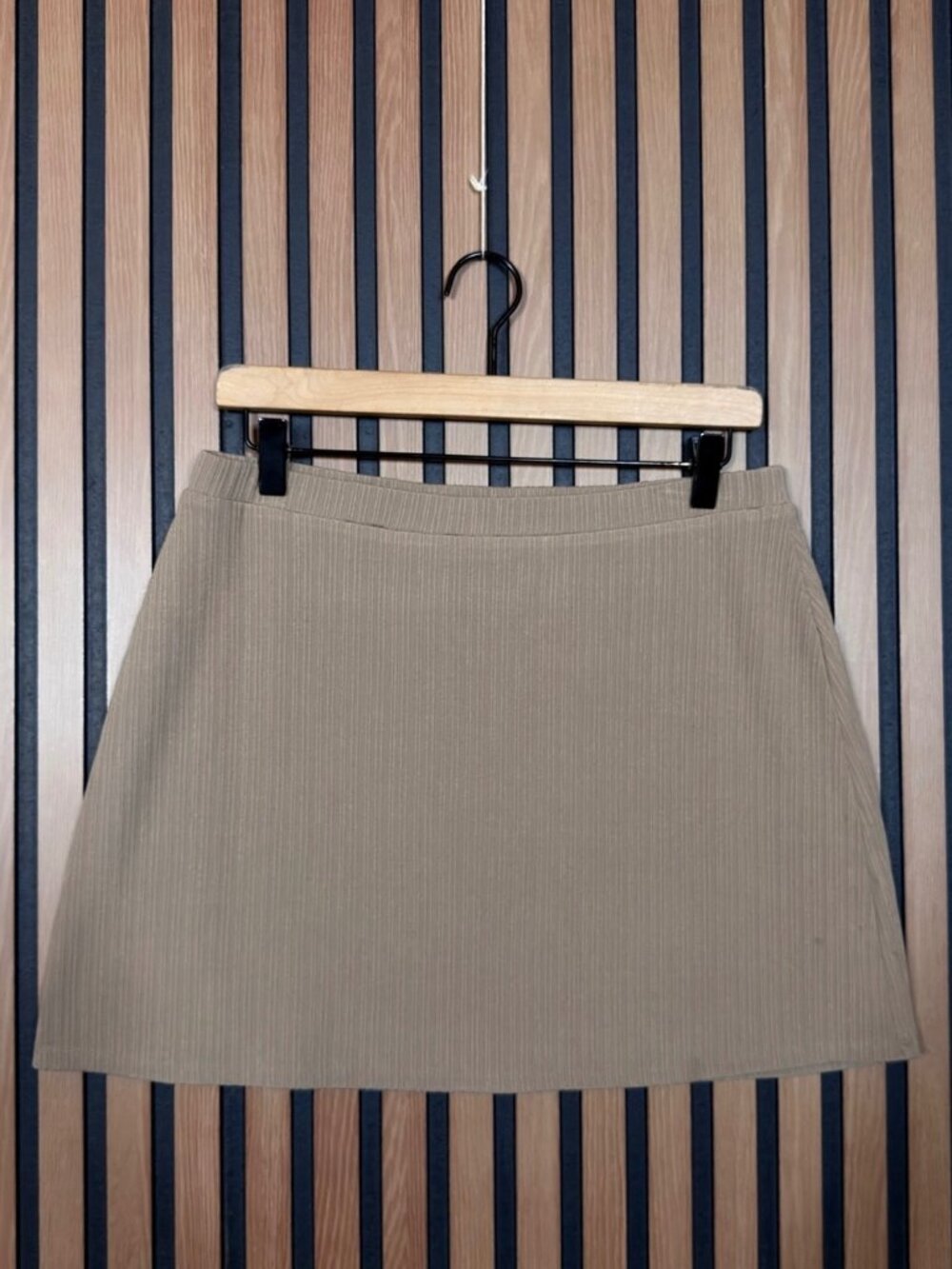Reformation Skirt Large Womens Brown Micro Pleated Poly Stretch Pull On A Line M